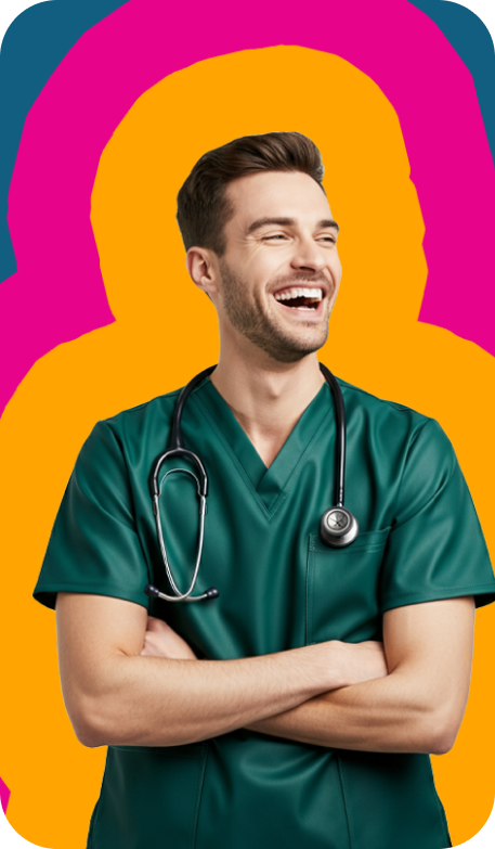 Vet in FAÜNA scrubs