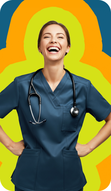 Vet tech in FAÜNA scrubs